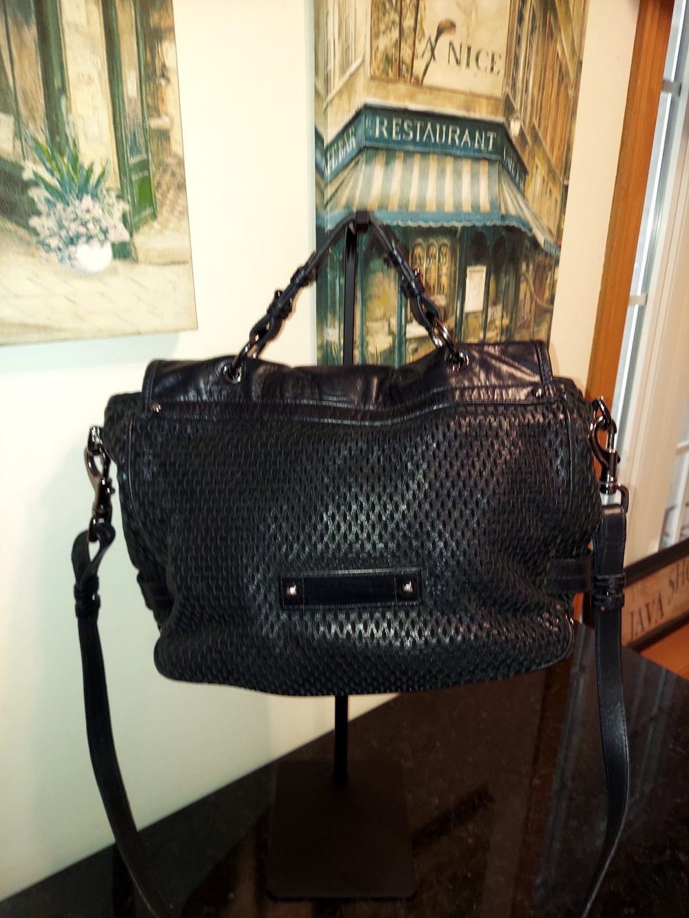Mulberry Black Leather Mesh Tillie Satchel Shoulder Crossbody Bag VGC! - Picture 3 of 16